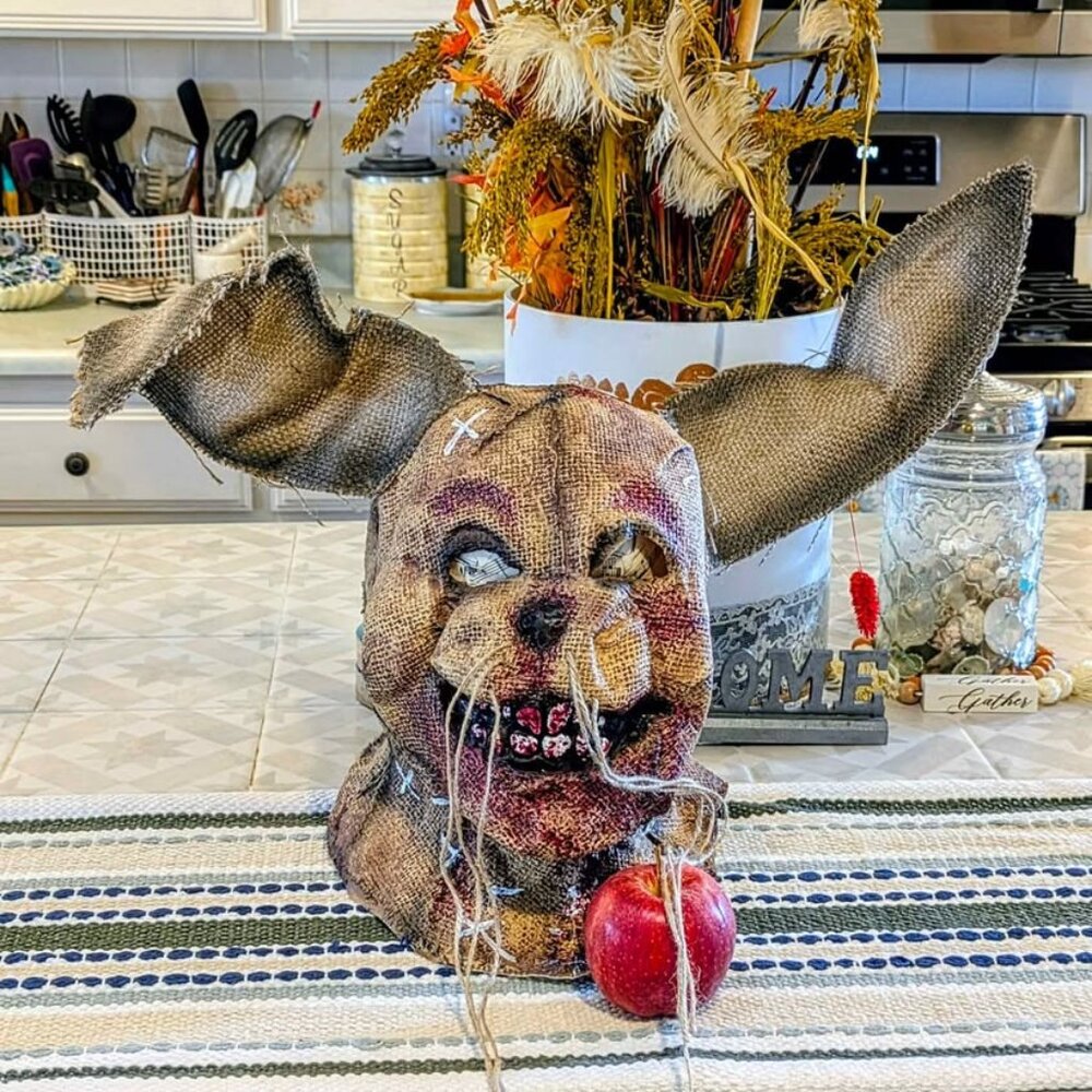 Horror Rabbit Bloody Halloween Latex & Burlap Mask Scary Halloween Costume Bunny